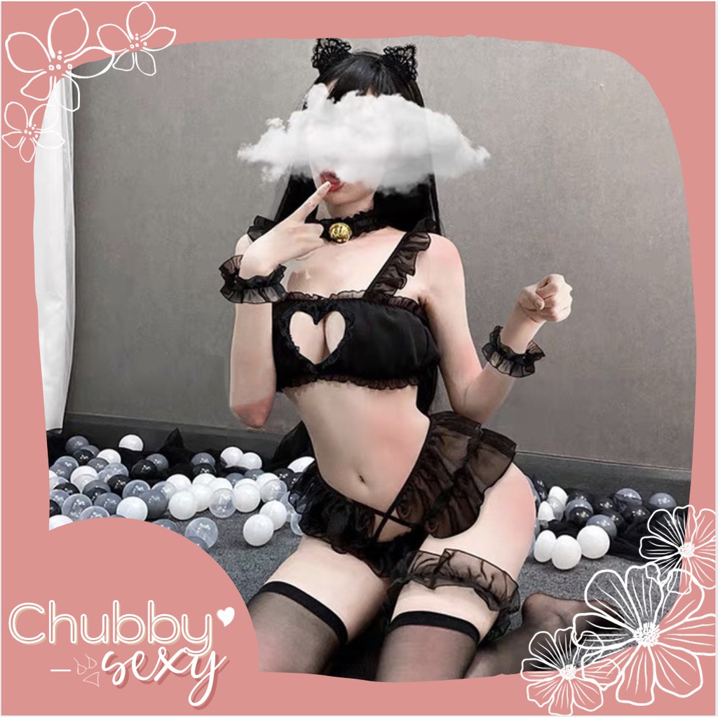 Cosplay Mèo Gợi Cảm,Đồ Ngủ Mèo Quyến Rũ,Nội Y Lady Sexy,Set Đồ Khêu Gợi 5 Chi Tiết Kèm Vòng Cổ Chuông-CPL18-Chubby.Sexy | BigBuy360 - bigbuy360.vn