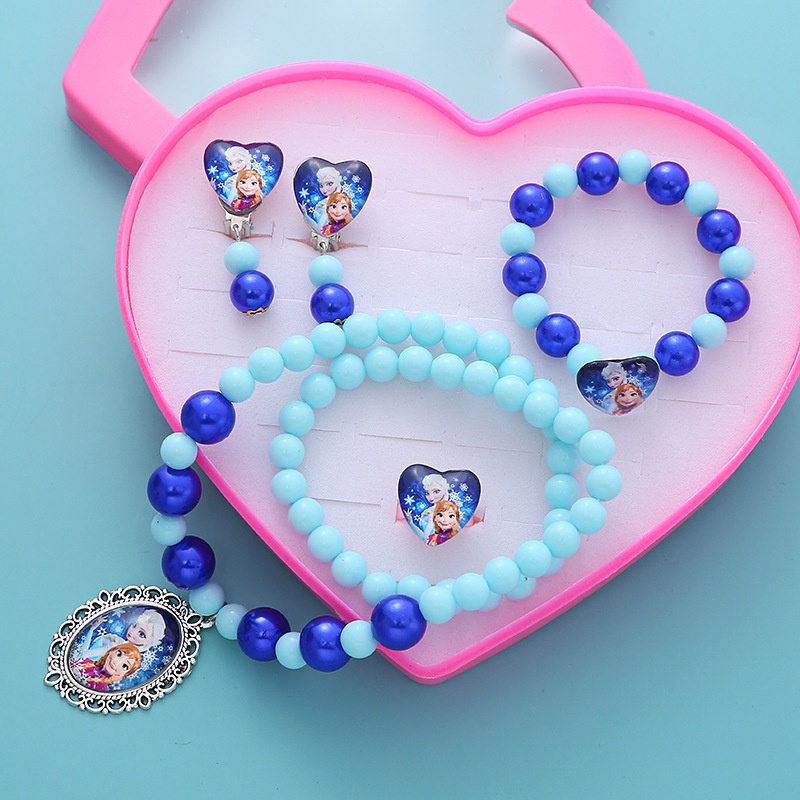 Bộ Trang Sức 5 Món Phong Cách Công Chúa Elsa Xinh Xắn Cho Bé Gái