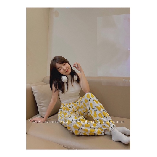 (Ảnh thật) Quần ngủ dáng dài thun bo gấu in hình hoạ tiết the.sweaterweather TSW | BigBuy360 - bigbuy360.vn