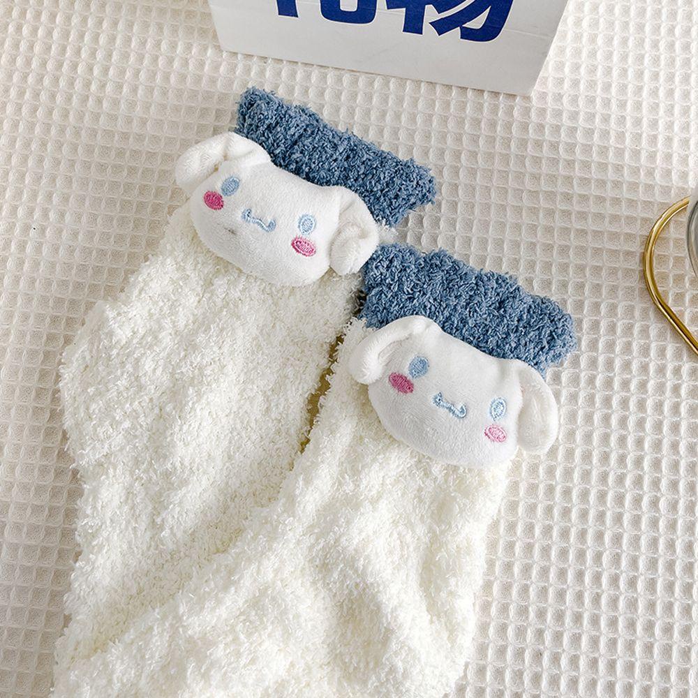 Vớ Cotton San Hô Nhung Mềm Mại Thoáng Khí In Họa Tiết Hoạt Hình Kuromi Cho Nữ