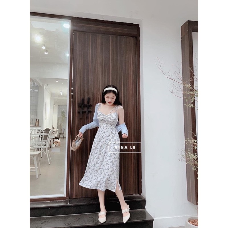 Váy Hoa Nhí Vintage Dáng Dài 2 Dây Mix Áo Tăm Nhà ANNAMAI | BigBuy360 - bigbuy360.vn