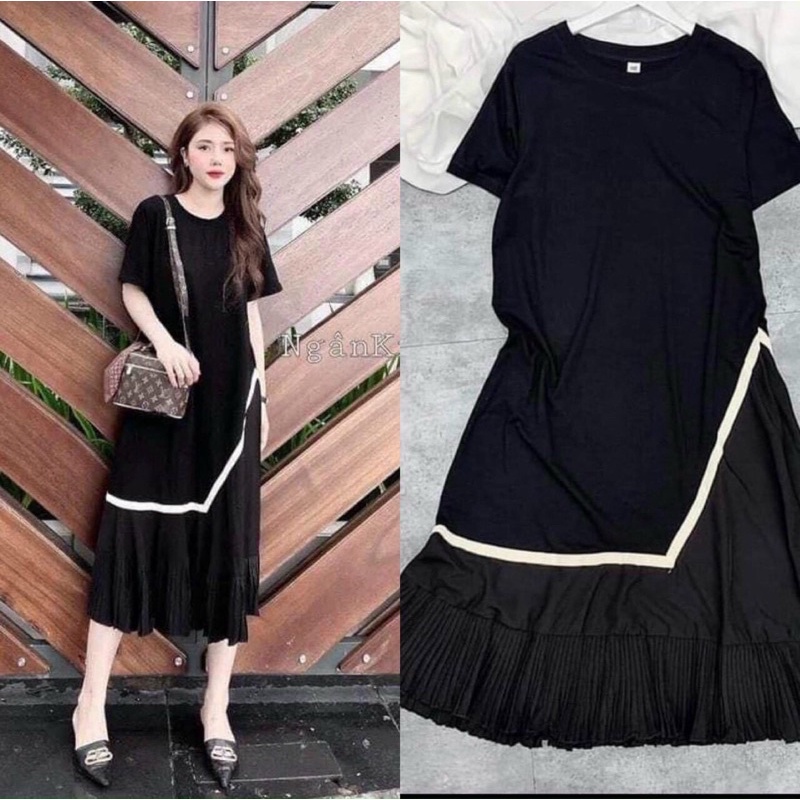 Váy bầu công sở dáng suông dài, Free size cực mát cho mùa hè