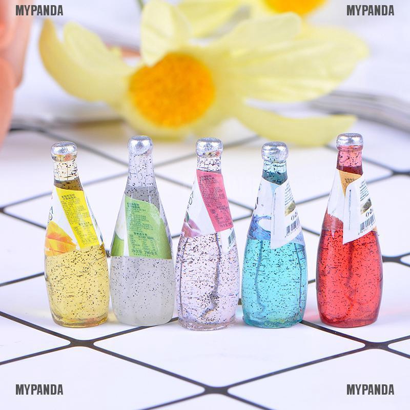 Set 5 ly thức ăn mini tỉ lệ 1 / 12 cho nhà búp bê