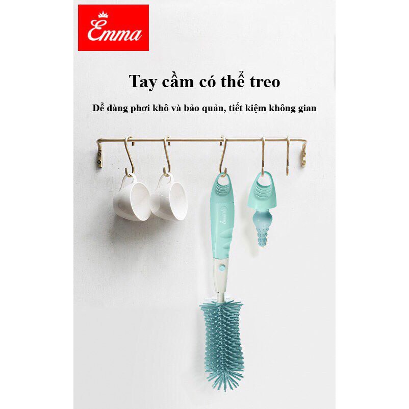 [Chính Hãng - EmmaKids] Bộ Cọ Bình Sữa, Núm Ti Silicone EmmaKids 4 Đầu Cọ Tạo Bọt Vệ Sinh Siêu Sạch