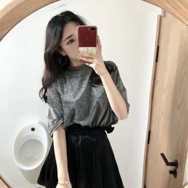 Áo thun nhũ cổ trụ tay lỡ