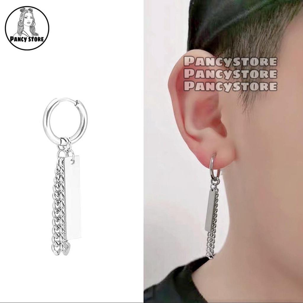 bông tai nam nữ thanh xích khuyên tai titan không gỉ