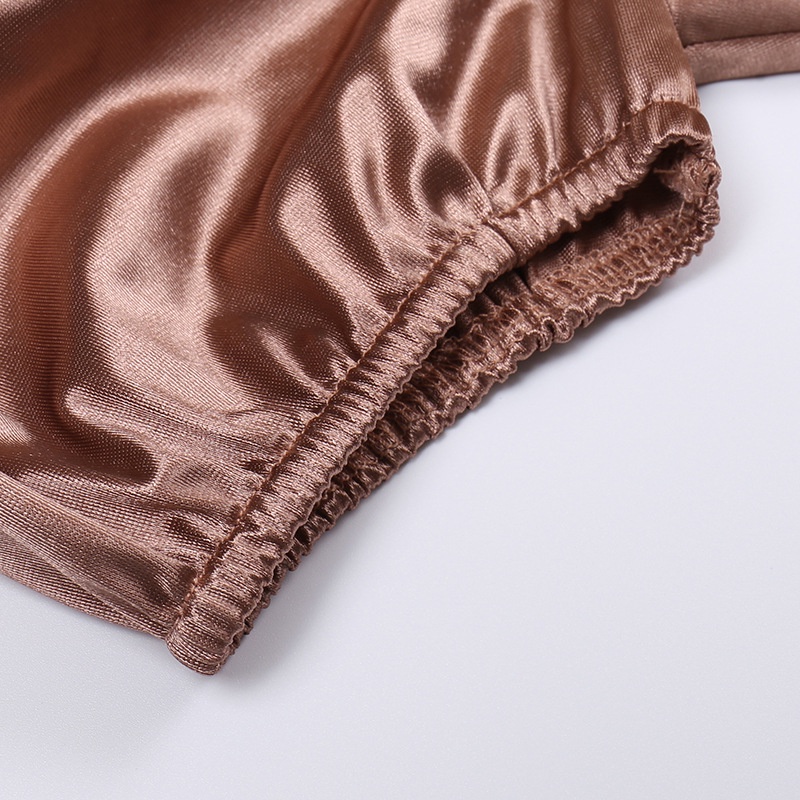 Áo Satin Hở Lưng Cổ Xếp Nếp Thanh Lịch Dành Cho Nữ D0321