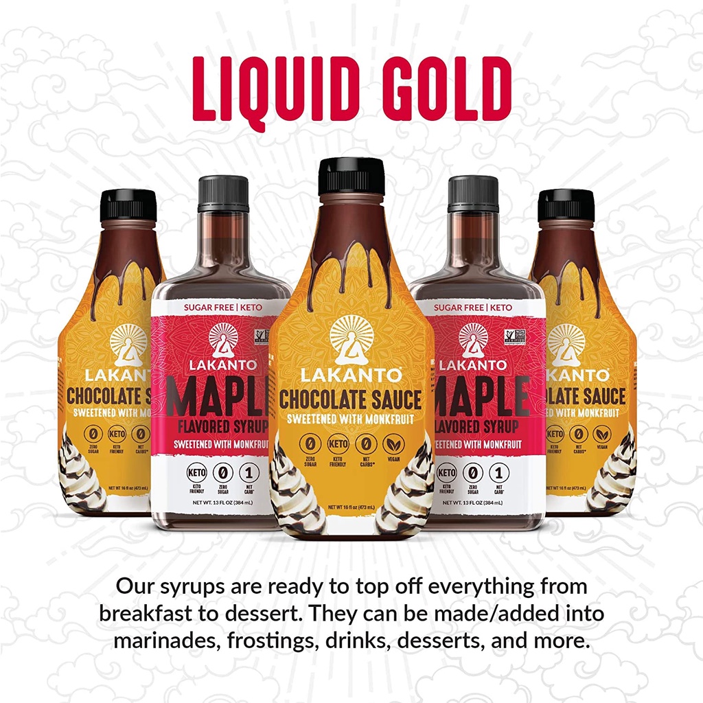 Syrup lá phong không đường Lakanto Maple syrup with monkfruit 384ml