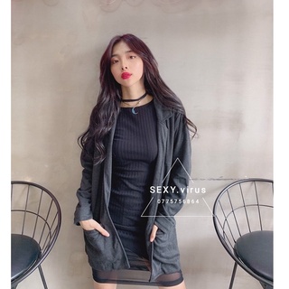 Đầm body tay dài lai phối lưới