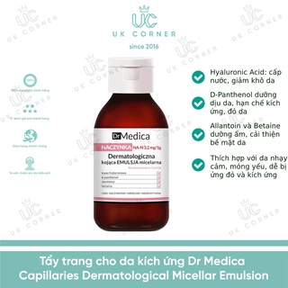[Bill UK] Tẩy trang cho da kích ứng Dr Medica Capillaries Dermatological Micellar Emulsion