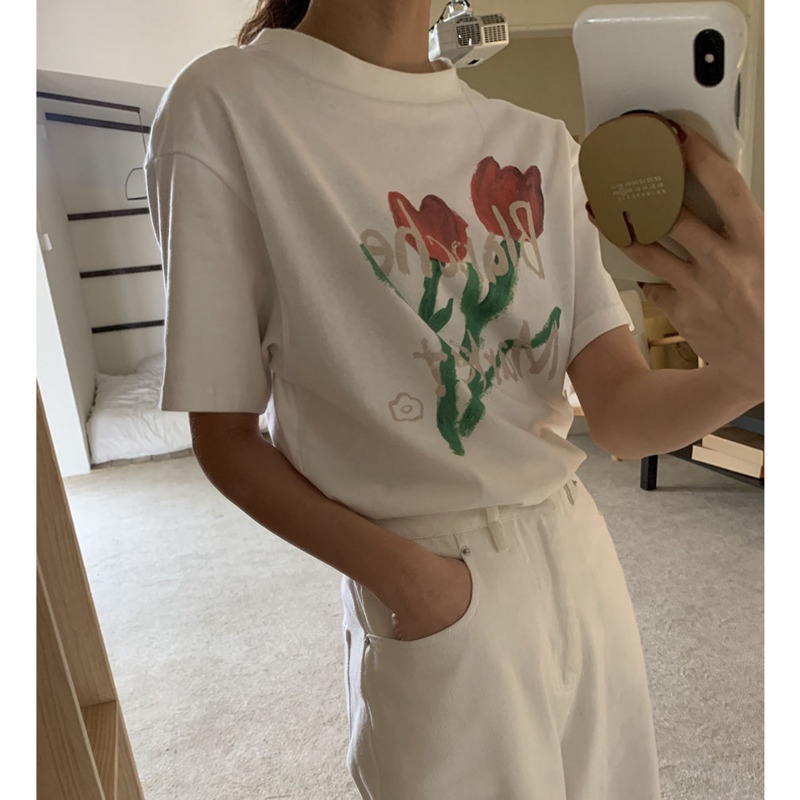 Áo Thun Nữ Ngắn Tay In Họa Tiết Mới