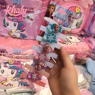 Set vỉ 6 cột tóc hình công chúa Anna, Elsa (Frozen) đủ màu cho bé gái trẻ em siêu xinh - 24NFZ105