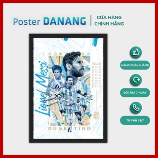 Khung ảnh treo tường mặt kính poster bóng đá messi argentina size 24cm x 35cm và 35cm x 45cm