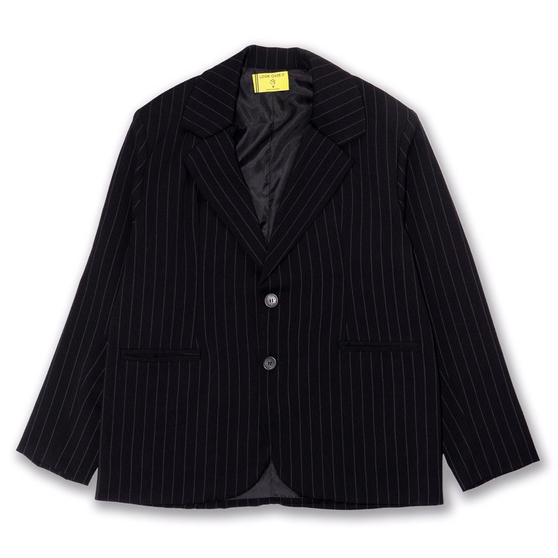 [ HÌNH THẬT ] Áo Blazer W2P đen sọc 2 nút phong cách Hàn Quốc 3AK028