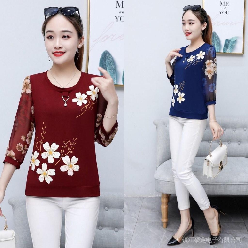 Áo Sơ Mi Vải Voan Tay Ngắn Dáng Rộng Phong Cách Phương Tây Thời Trang Cho Nữ 2021