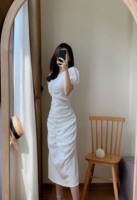 [Mã FAMARAL1 giảm 10K đơn 50K] Đầm công sở dự tiệc nhún thân tay con hot hit | BigBuy360 - bigbuy360.vn