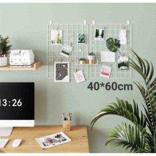 Bộ lưới sắt treo phụ kiện bắt tường + bas gác lưới + 10 móc treo phụ kiện l Màu trắng