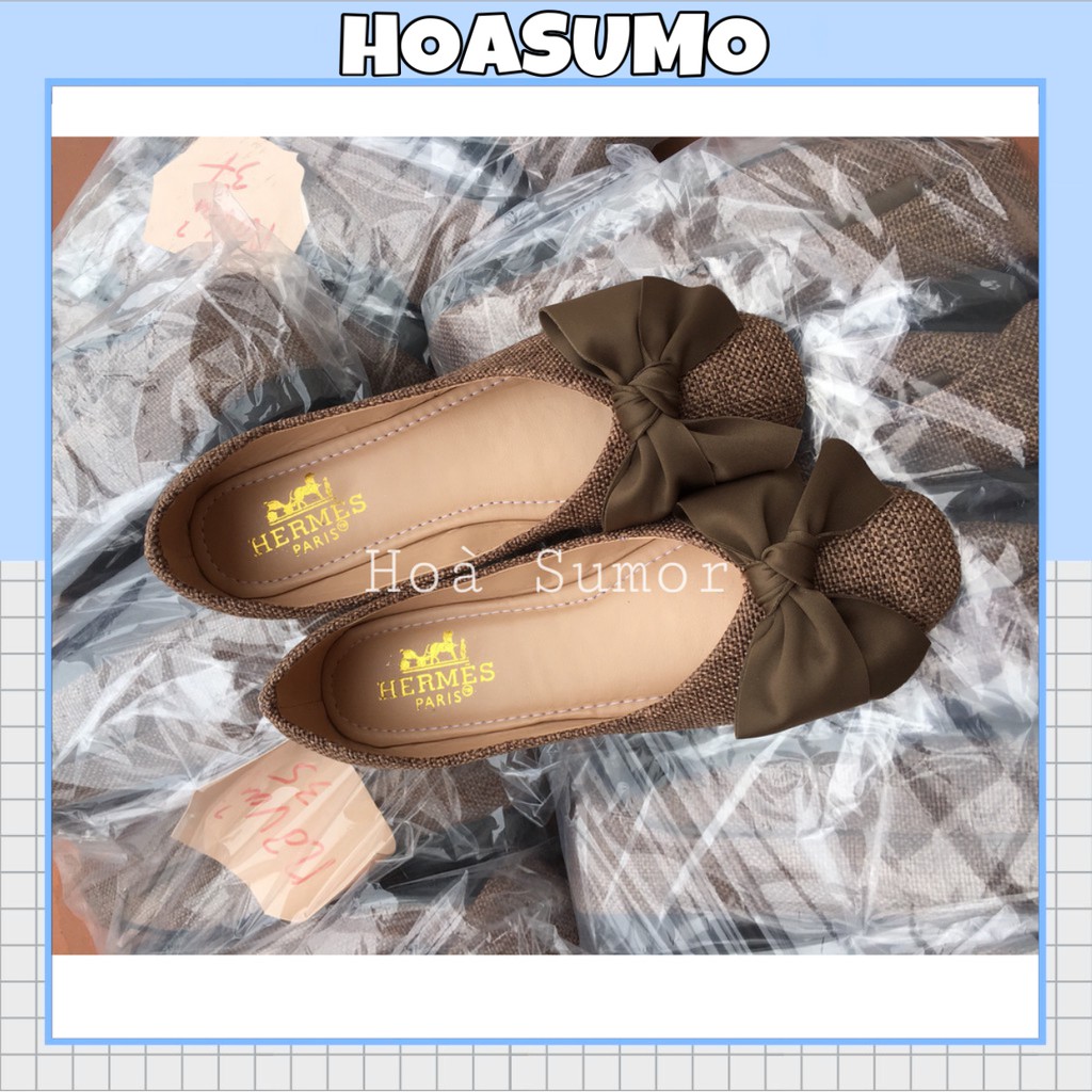 (hoasumo_form rộng lùi 1 size) Bệt nơ chất dạ nâu Siêu hit