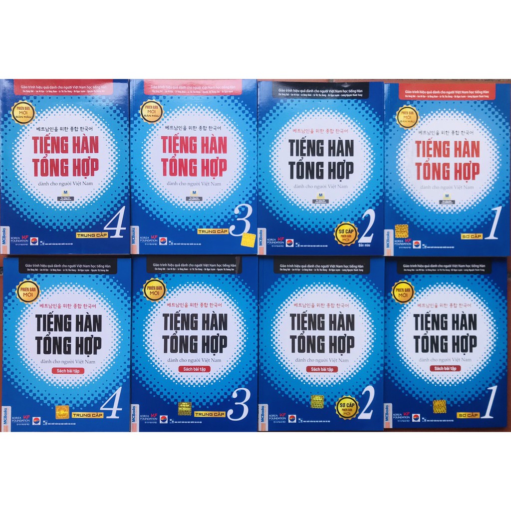 Sách - Combo Trọn Bộ Giáo Trình Tiếng Hàn Tổng Hợp Sơ Cấp &amp; Trung Cấp ( Tập 1, 2, 3, 4 ) Bản 4 Màu