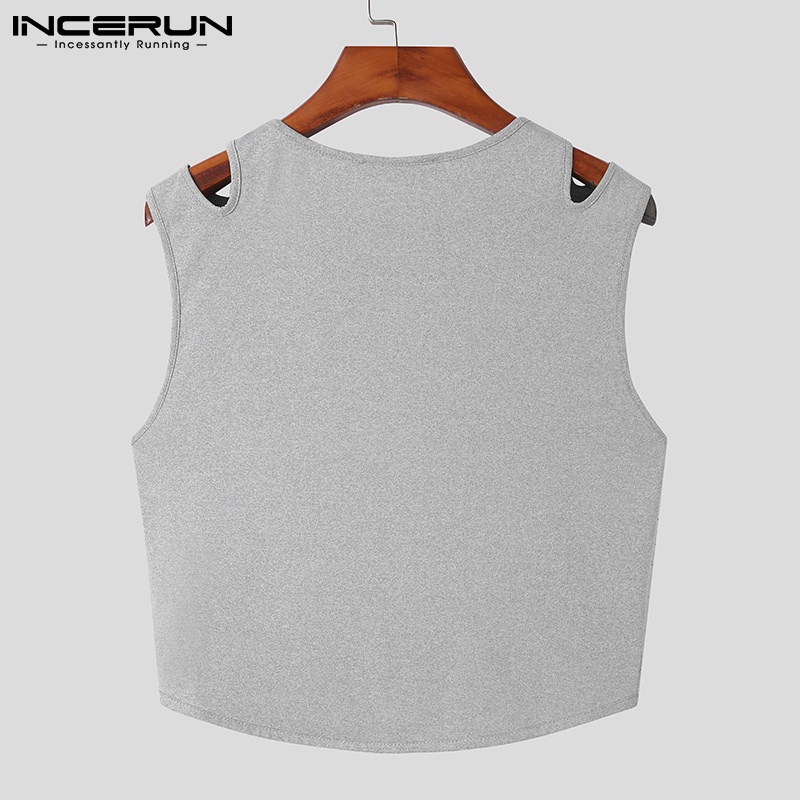 Áo thun ba lỗ Incerun màu trơn 3 màu tùy chọn thời trang cho nam