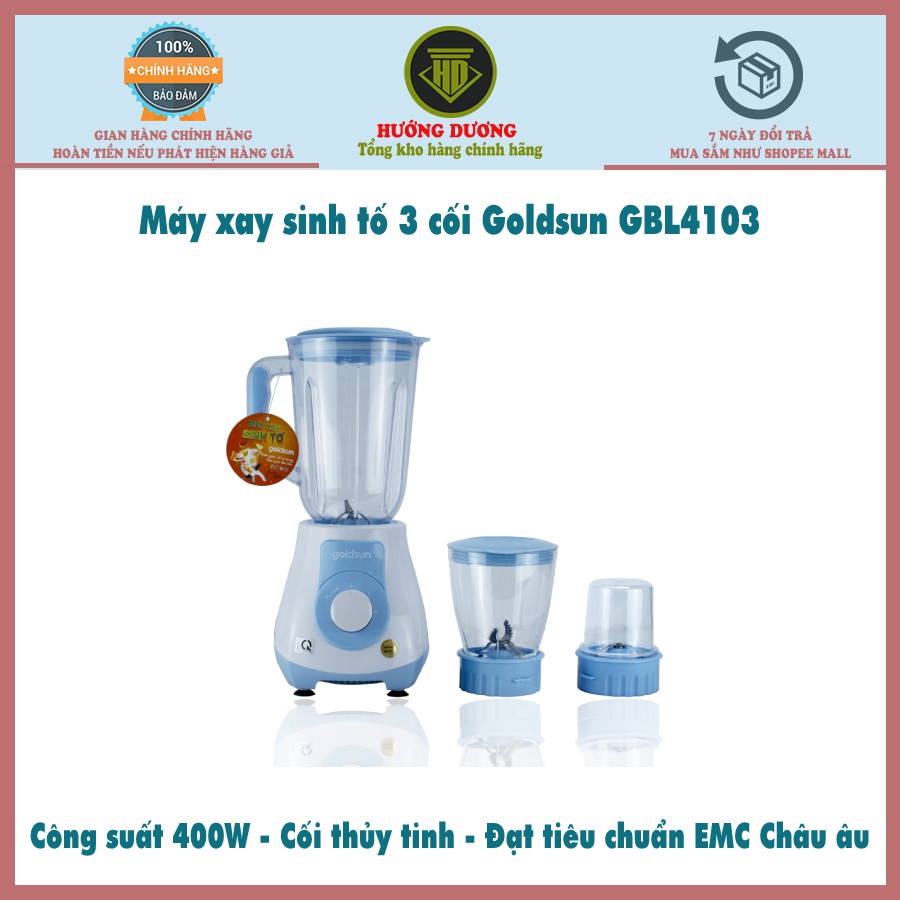 [Mã 44ELSALE2 giảm 7% đơn 300K] Máy xay sinh tố 3 cối công suất 400W Goldsun GBL4103 bảo hành 12 tháng Hàng Chính Hãng