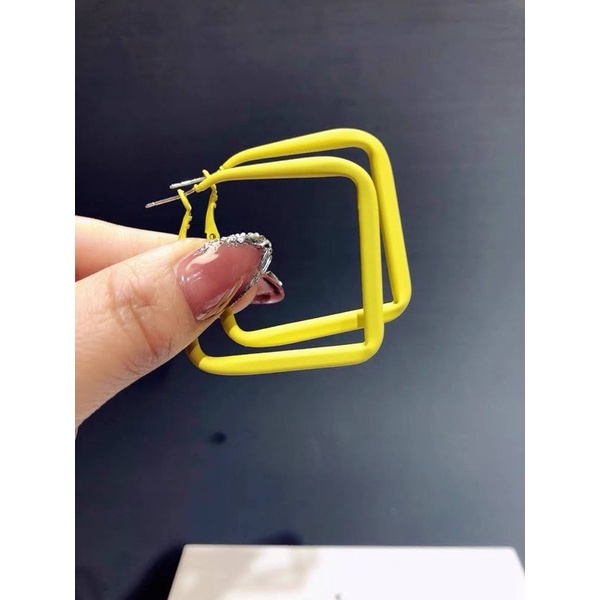 bông tai khuyên nhiều màu hình thôi , hình vuông chui bạc s925