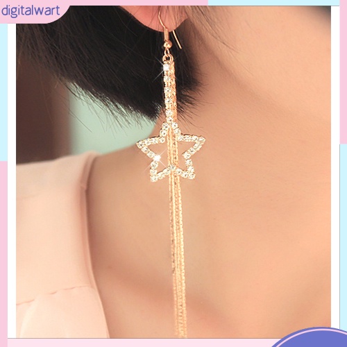 Đôi Khuyên Tai Dài Hình Ngôi Sao Đính Đá Thời Trang Cho Nữ