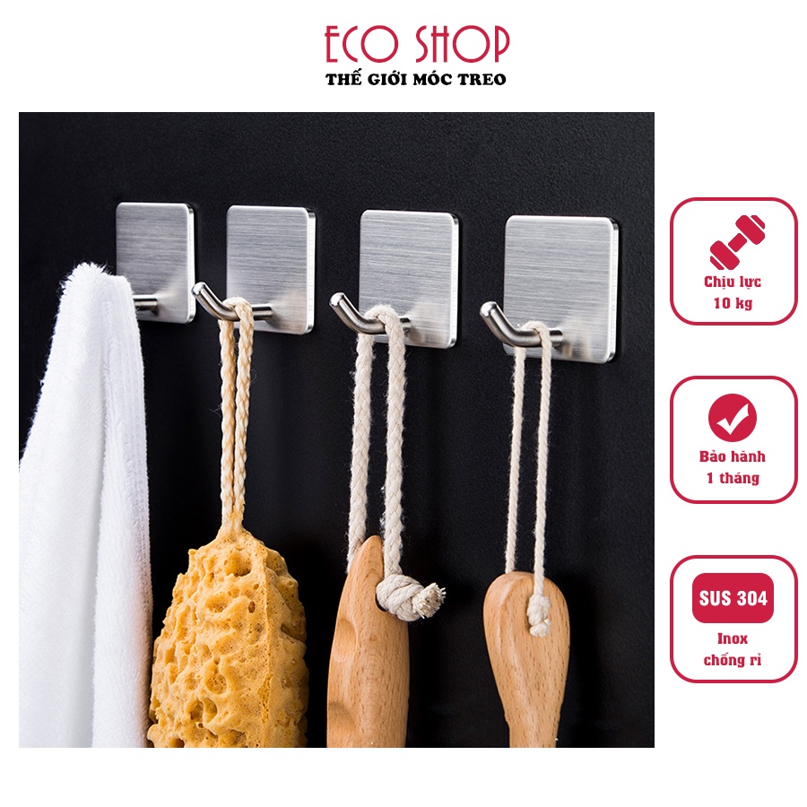 Móc dán tường siêu dính dán trong nhà bếp, phòng tắm treo đồ chịu lực 10kg móc inox