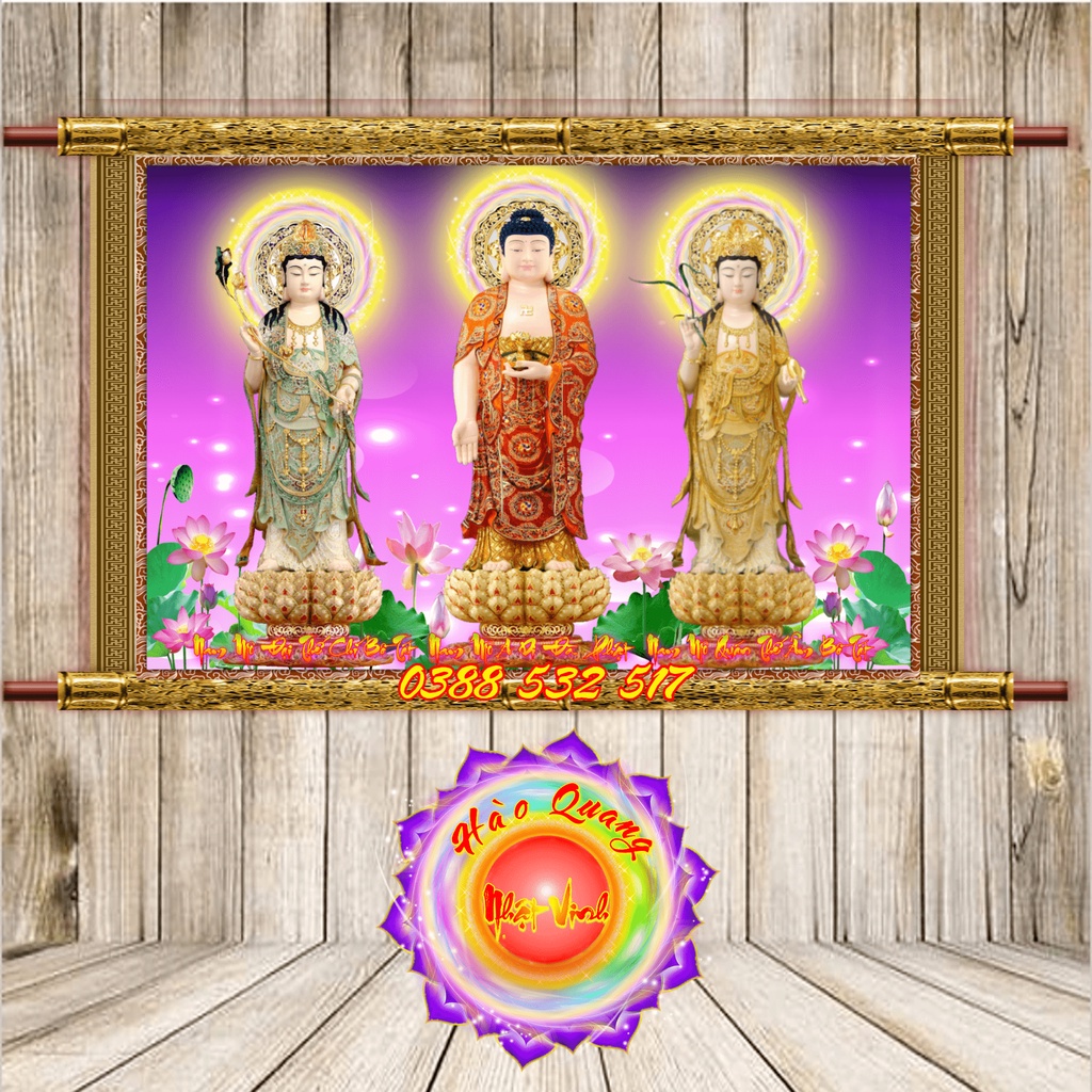 Tranh Tây Phương Tam Thánh Treo Tường Chất Liệu Phim Backlit Nhiều Kích Thước