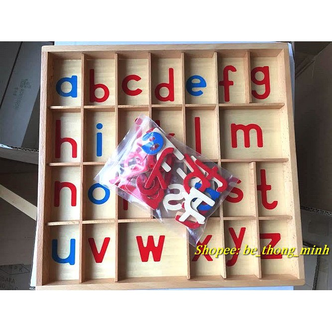 Giáo cụ Montessori - Bộ khay chữ cái tiếng anh 1 khay +26 chữ