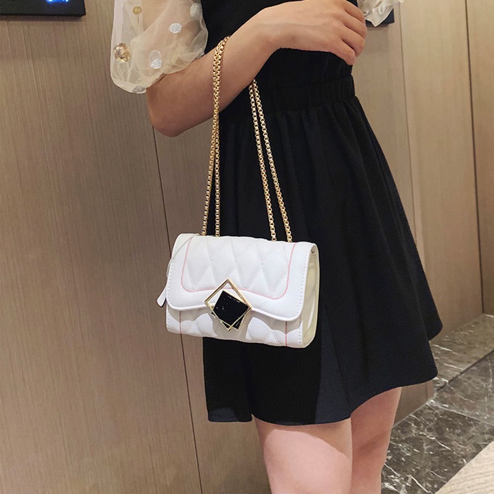 Túi xách nữ đẹp mini đeo chéo khoá gương thời trang Sanbox Shop hoạ tiết kẻ trần trám đi chơi đi tiệc