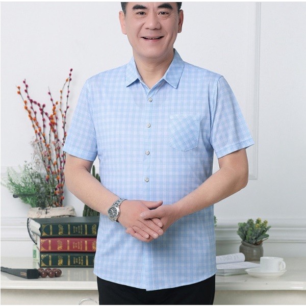 AN2771 - Áo sơ mi nam ngắn tay cho người trung tuổi hàng nhập