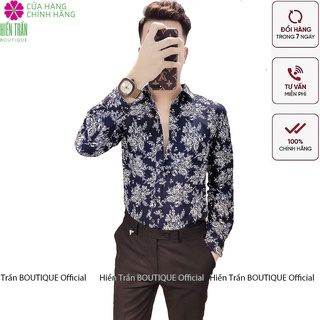 Áo sơ mi nam họa tiết hoa lá trẻ trung