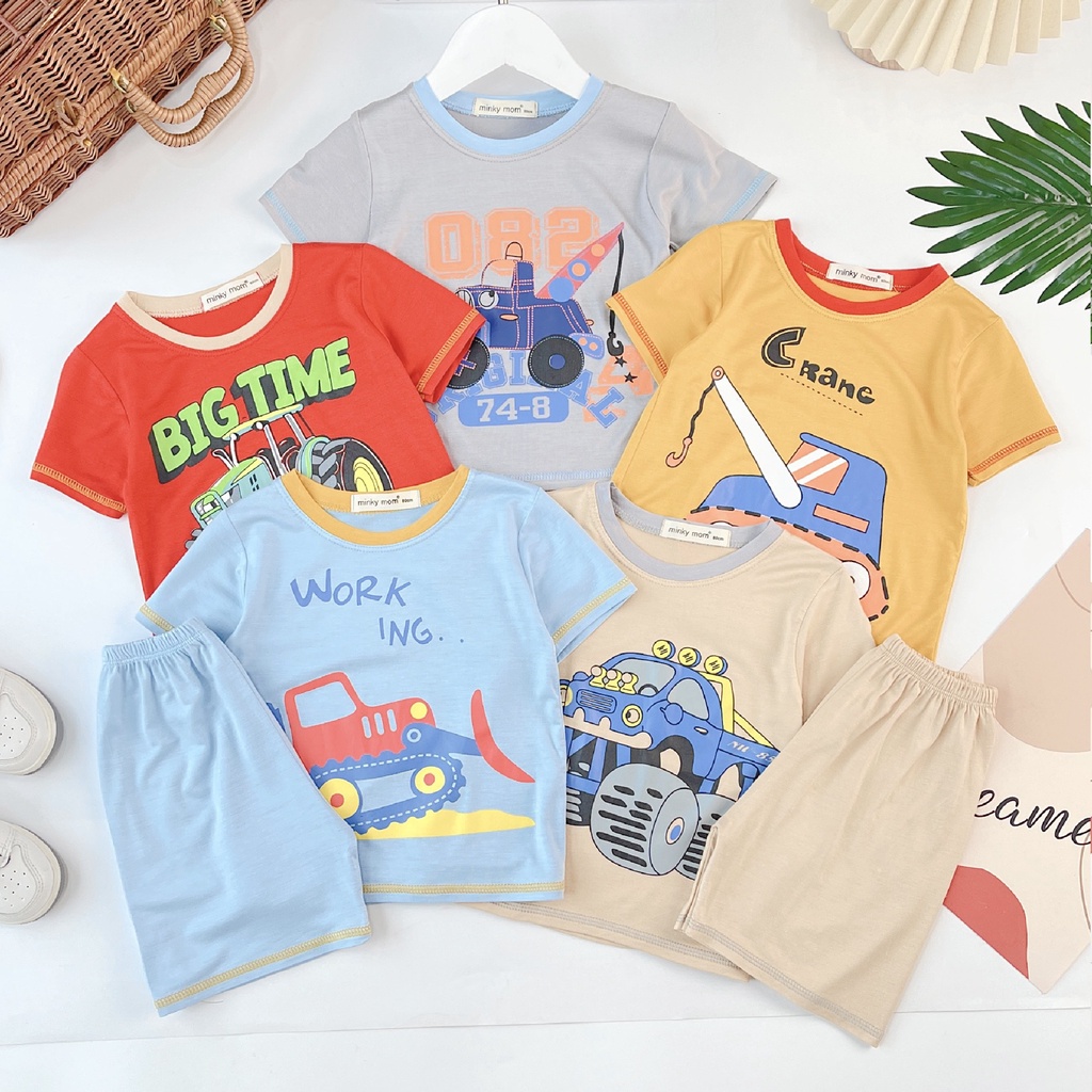 Đồ bộ bé trai gái MINKY MOM size đại cộc tay thun lạnh, bộ quần áo cho bé trẻ em mặc ở nhà 1 2 3 4 5 6 7 8 tuổi BC058