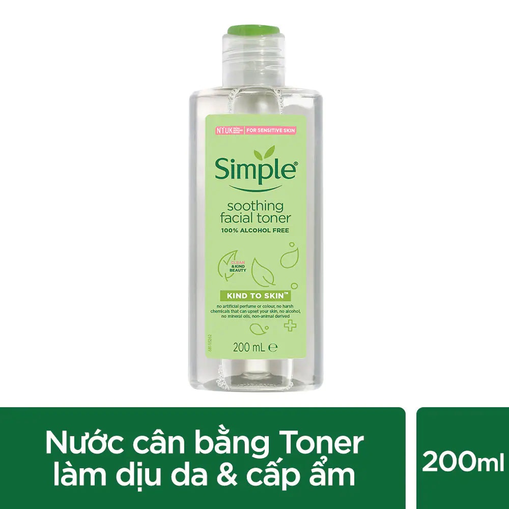 Nước Cân Bằng Simple Soothing Facial Toner Không Chứa Cồn Giúp Làm Dịu Da 200ml