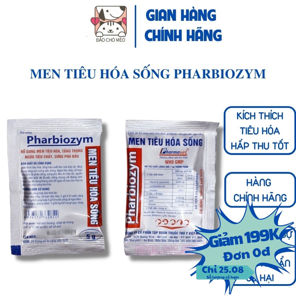 Men tiêu hóa sống Pharbiozym cho chó mèo lẻ 1 gói - Đảo Chó Mèo