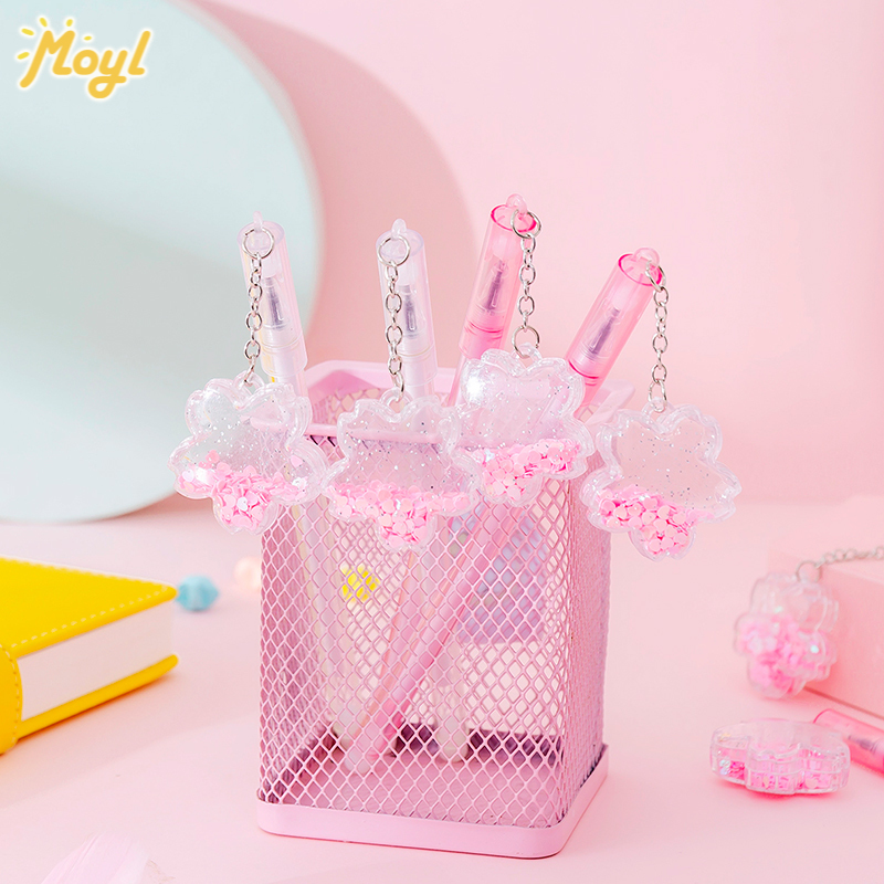 Bút Mực Đen Ngòi 0.38mm Có Chi Tiết Hoa Anh Đào Xinh Xắn Dễ Thương