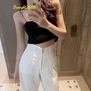 Quần ống rộng nữ,quần ống xuông cullotes cạp liền xuốt eo khóa trước