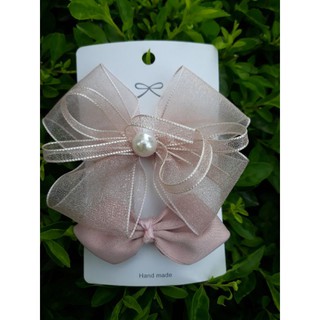 set cặp nơ voan nhũ kèm kẹp nơ lụa hàn