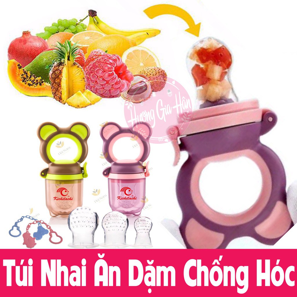 Túi Nhai Ăn Dặm Chống Hóc Kichilachi | 3 Núm Size SML
