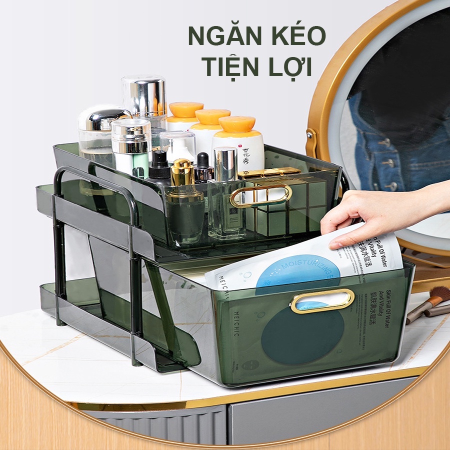 Kệ Nhựa Đựng Đồ Nhiều Tầng Có Bánh Xe Đa Năng, Đựng Mỹ Phẩm, Đựng Đồ Đạc Trong Nhà Sang Trọng, Tinh Tế Q056