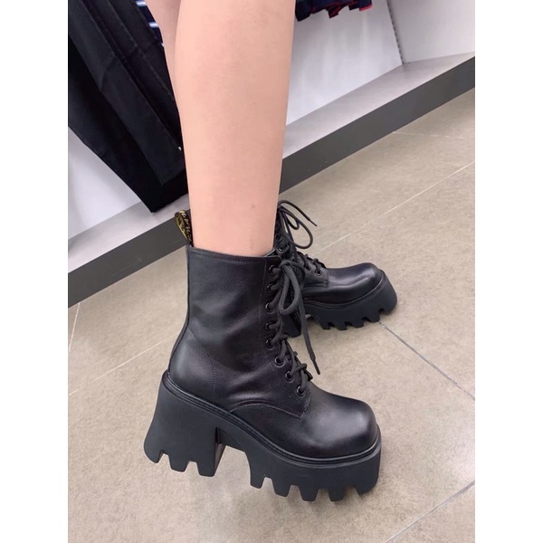 HIGH BOOT - GIÀY BỐT ĐEN ĐẾ CAO BUỘC DÂY THỜI TRANG ĐẾ 8CM