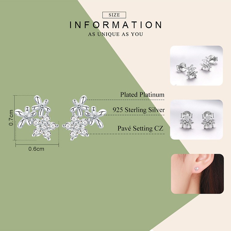 Khuyên Tai Bamoer Bse030 Bạc Đính Đá Pha Lê Zircon Sang Trọng Cho Nữ