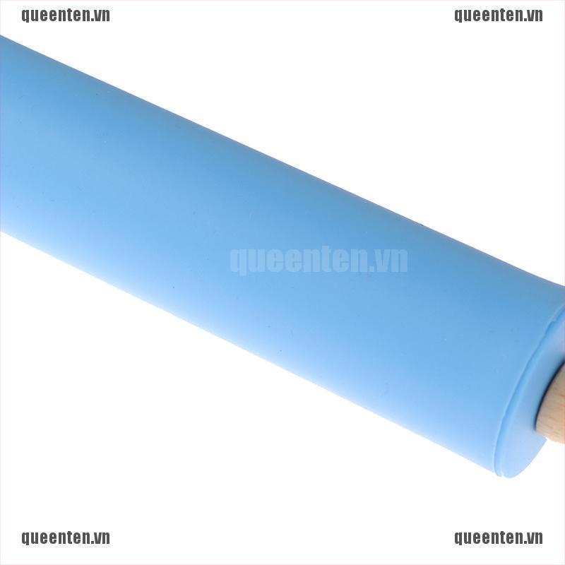 Non-Stick Wooden Handle Silicone Rolling Pins Pastry Flour Roller Kitchen Tool QUVN