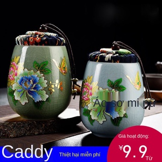 Hộp đựng trà kín, hộp đựng trà bằng gốm sứ, hộp đựng trà Pu er, bộ trà, đồ gia dụng hộp nhỏ kín, thức- up hộp trà