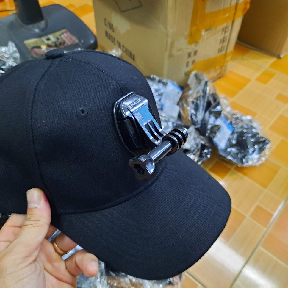 Mũ đội đầu gắn Gopro 10 / 9 / 8 / 7 / 6 / 5 Osmo Action camera kèm ốc vít tiện lợi dễ sử dụng hãng PULUZ