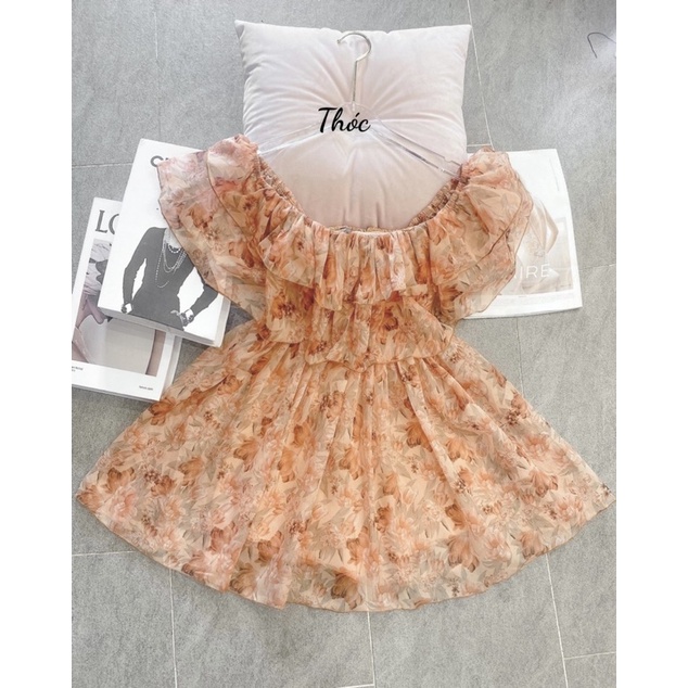 Váy tơ bèo trễ vai