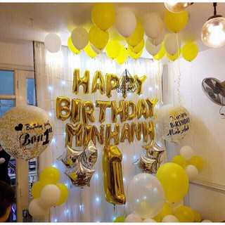 Bóng Chữ, Bóng Số Màu Vàng Trang Trí Sinh Nhật