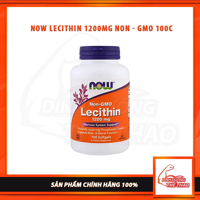 Viên Chống Tắc Tia Sữa Now Lecithin 1200mg Hạ Cholesterol Xấu Mầm Đậu Nành - USA (100 Viên)