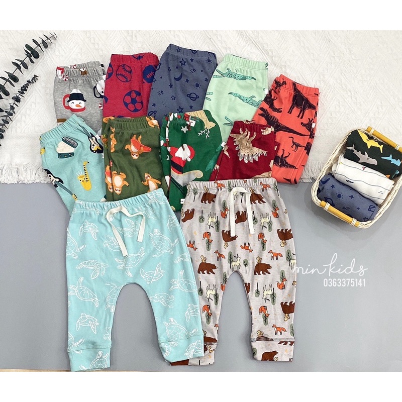 Quần dài cotton đũng rộng cho bé trai, bé gái